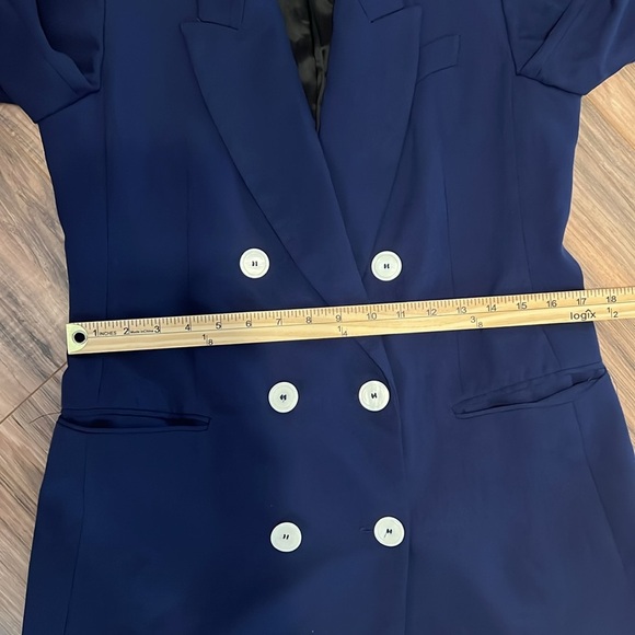 ZARA Woman Oversized Navy Double Breasted Blazer with Pearl Buttons Size Small - Picture 5 of 10
